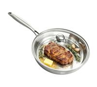 Générique Stainless Pan Rustproof Nonstick Food-Grade Kitchen Suplies | Stainless Steel Skillet Cooking Pan for Home Apartment Caping Egg Pancake Steak Induction Gas Stove Cooker