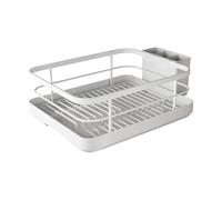 Générique Stainless Steel Abs Dish Rack - Large Capacity Kitchen Countertop Organizer, Detachable Drip Tray | Drying Stand for Bowls Plates and Cups Drainer Chrome Finishing