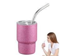 Générique Stainless Steel Car Mug - Small Portable Coffee Cup with Straw | 3 Oz Double-Layer Stainless Steel Tumbler Cup | Travel Mug | Outdoor Beverage Container for Traveling Camping Trip