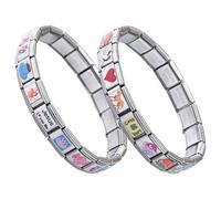 Générique Stainless Steel Charm Bracelet - Handmade Italian Wrist Jewelry for Girls | Polished Modular Links with Sleek Design, Fashionable Travel Piece for Banquet Camping and Romantic Outings