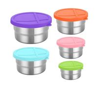 Générique Stainless Steel Food Container, 5-Piece Round Storage Set with Lids, 8.66 inches Nesting Snack Bowls for Kitchen, Picnic, Camping, School, Workplace, Daily Meal Prep, Travel Organization