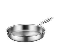 Générique Stainless Steel Frying Pan, Fry Skillet, 8.66x8.66x2.05 Inches Non Slip Coated with Handle Multifunctional Pot, Cooking Saucepan for Omelettes, Grilled Steaks, Kitchen and Camping