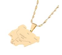 Générique Stainless Steel Gold Plated Trendy Nigeria Pendant Necklace for Women Country Map of Africa for Nigerians (Model 1)