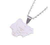Générique Stainless Steel Gold Plated Trendy Nigeria Pendant Necklace for Women Country Map of Africa for Nigerians (Model 2)