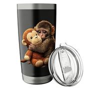 Générique Stainless Steel Insulated Tumblers, 600ml Monkey Pattern Cup with Lid, Double Wall Travel Mug for Cafe, Tea, Drinking, Gym, Car, Office, Home, Outdoor Party
