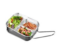Générique Stainless Steel Lunch Box - 17x13x6cm Double Layers Stainless Steel Lunchbox With 3 Compartments | Large Capacity Condiment Container Food Storage Box Leakproof For Kids Adults