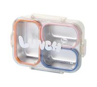 Générique Stainless Steel Lunch Box, 3-Compartment Leak-Proof Container, 8.98x6.61x2.72inch with Secure Lid Design, Sturdy Food Grade Steel Build, Meal Prep Storage System for Use