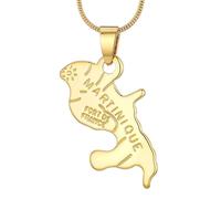 Générique Stainless Steel Map Pendant Necklaces Map Jewelry Gold Color Items for Bridal Women Man Party Gifts Jewelry (For Martinique (French))