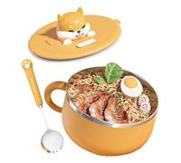 Générique Stainless Steel Noodle Bowls - 1200ml Instant Soup Bowl, Insulated Bowl with Heat Retention, Soup Container, Kitchen Essentials, Portable Food Container for Dorm Apartment Dining Room