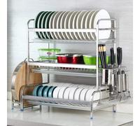 Générique Stainless Steel Over The Sink Dish Drying Rack with Double Layer Shelf Easy to Use and Space Saving 40Cm Length,Three Layers-Length 40Cm