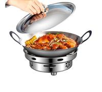 Générique Stainless Steel Pot, Portable Adjustable Cookware Kit with Burner Stove, Wax Liquid Safe Pot with Lid | for Tabletop, Outdoor, Camping, Hiking, Kitchen, Hotel, Restaurant, Cooking