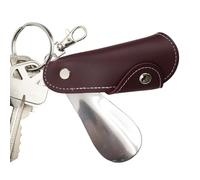 Générique Stainless Steel Shoehorn | Stainless Steel Shoehorn With PU Leather Case Keyring - Space Saving Portable Slip-on Shoes Helper | Care Products & Shoe Accessories For Seniors Kids Men Women