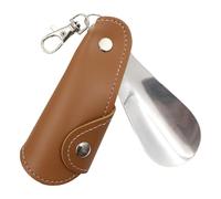 Générique Stainless Steel Shoehorn | Stainless Steel Shoehorn With PU Leather Case Keyring - Space Saving Portable Slip-on Shoes Helper | Care Products & Shoe Accessories For Seniors Kids Men Women