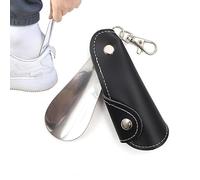 Générique Stainless Steel Shoehorn | Stainless Steel Shoehorn With PU Leather Case Keyring - Space Saving Portable Slip-on Shoes Helper | Care Products & Shoe Accessories For Seniors Kids Men Women