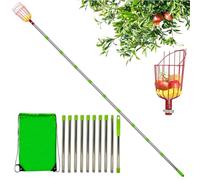Générique Stainless Steel Telescopic Pole Fruit Piicker with Basket | Frruit Picker Pole with Basket | Portable Lightweight Fruit Picker Rustproof, for Apricot, Lemon, Plum, Grapefruit, Orange