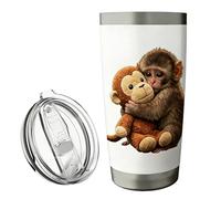Générique Stainless Steel Tumbler - 600ml Monkey Pattern Cup with Lids | Drink Tumbler,for Travel Cafes Tea Drinking Gym Car Office Homes Outdoor Party Men Womend