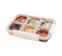 Générique Stainless Steel Vegetable Serving Tray with Lid & 6 Compartments | Leakproof 6-compartment stainless steel snack container and serving tray with a secure lid for parties, brunch, and holidays.