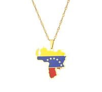 Générique Stainless Steel Venezuela Map Pendant Necklace Venezuelan Jewelry Country Maps Flag Necklace for Women/Men (Model 1)