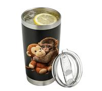 Générique Stainless Tumbler - 600ml Leak-Proof Monkeys Pattern Bottle with Lid,Travel Tumbler - for Travel Cafe Tea Drinking Gym Office Home Outdoor Party Men Womens