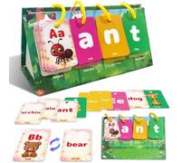 Générique Standing Alphabet Words Learning Flash Cards with Rings Kids | Standing Educational Letter Flash Cards Feature Sturdy Rings Bold Alphabet Words Clear Early Reading Learning Cues