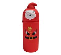 Générique Standing Pencil Pouch - Silicone 8.27 inch | Pencil Case Pouch | with Santa Retractable Bag Christmas School Supplies, Pèncil Bag Cute Stationery Pen Case | for School Classroom Office