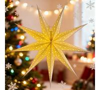 Générique Starry Christmas Hanging Lights, Large Paper Star Foldable Lamp Decorations, Decorative Xmas Hollow Out Lights Ornaments for Wedding New Year Party Home Window Holiday Decor