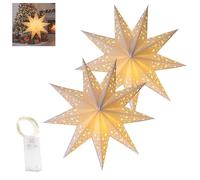 Générique Starry Christmas Hanging Lights,Light Up Paper Stars,Christmas Paper Star Lantern,Foldable Decorative Xmas Hollow Out Hanging Decoration Ornament (White*2pcs)