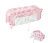 Générique Stars Pencil Case Big Capacity,Waterproof Soft Stationery Storage Bag,Cute Aesthetic Pouch Holder Drawstring Pen Case with 3 Compartments,Sweet Lovely Pencil Case for Girl (Pink)