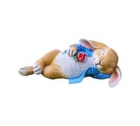 Générique Statua Coniglio - Figurine in Resina Di Coniglio Sdraiato Che Tiene Un, Statua Da Giardino Collezionabile 30 Cm per Pasqua - Centro Tavola Regalo CASA per Interni Esterni Giardino Terrazzo