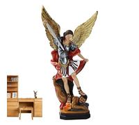 Générique Statue Arcangel - Michael Archange Combat Lucifer Démon Piétiné, Figurine Résine Sacrée Colorée, Objet Culte Maison Bureau, Accessoire Spirituel Artisanat Élégant, Sculpture Inspirante | Ca
