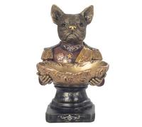 Générique Statue Buste Bouledogue Plateau Vide Poche Couleur Dorée de 35cm Décoration d'Intérieur