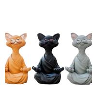 Générique Statue Chat en résine à siège fantaisiste - Décoration Yoga - Collection pour Amoureux de Chats, de Yoga, Cadeaux de méditation, décoration Zen et Jardin Zen