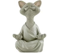 Générique Statue Chat en résine à siège fantaisiste - Décoration Yoga - Collection pour Amoureux de Chats, de Yoga, Cadeaux de méditation, décoration Zen et Jardin Zen