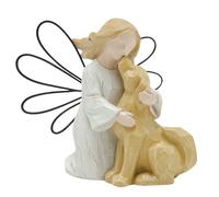 Générique Statue d'ange Chien - Résine 9,5x7,5x8 Cm | Figurine Canine Commémorative | Sculpture De Deuil Peinte À La Main, Souvenir D'Amitié pour Amis des Animaux Et Cadeau De Sympathie
