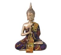 Générique Statue de Bouddha Assis Décoration Zen, Méditation, Hauteur 21 cm, Couleur Doré Violet