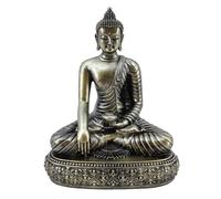Générique Statue de Bouddha Méditation Zen, Décoration Intérieure, 20 cm, Finition Couleur Argentée Mat, Style Oriental