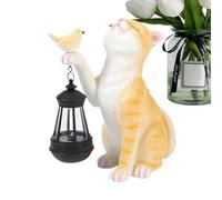 Générique Statue de Chat Solaire - Décoration de Jardin d'Extérieur, Figurine de Pelouse en Résine avec Lumière - Statues pour Décor Extérieur
