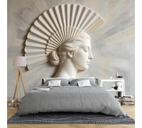 Générique Statue De Femme Stéréoscopique En 3D Fresque Murale En Relief Classique Représentant Une Déesse Coiffée D'Un Éventail Papier Peint Photo 159 × 280 Cm Intissé Décoration Murale Artistique De
