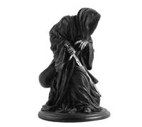Générique Statue de la Faucheuse Noire | Décor Black - Tunique Noire Robe Santa Muerte Stattue | Figurine de la Sainte Mort Tenant Une Faux pour la Maison Gothique en résine