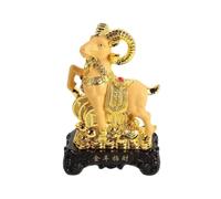 Générique Statue de l'année du Mouton Figurine Décorative en Résine Dorée | Décorations de Mouton du Nouvel An Chinois pour Vitrine, Maison, École, Bureaux, Librairies, Salon, Étagères,