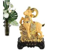 Générique Statue de l'année du Mouton Statue Décorative en Résine Dorée | Décoration Maison Nouvel An Chinois pour Vitrine, Maison, École, Bureaux, Librairies, Salon, Étagères,