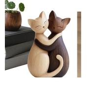 Générique Statue de Mignon 2D en Bois Plat en Forme de décoration de Chats Couple Sculpture de | Ornement de Figurine de en Bois pour célébration d'anniversaire de Mariage