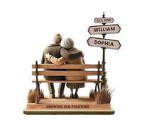Générique Statue de Vieillir Ensemble - 15 x 10 x 0,5 cm, modèle de Couple en Bois, décoration de Table | Symbolise l'amour, Ornement en Bois Romantique pour Femme, ami, Mari, père