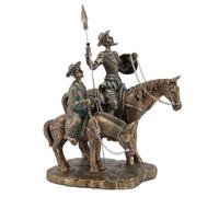 Générique Statue Décoration Littéraire Don Quichotte et Sancho Panza, de Couleur Bronze Doré, 23 x 15 x 20,5 cm