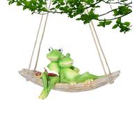 Générique Statue d'Extérieur | Figurines Décoratives de Jardin Grenouille en Balançoire | Sculpture Animalière Réaliste en Résine Art Résistant aux Intempéries pour Terrasse Pelouse Parc Espace