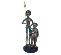 Générique Statue Don Quichotte et Sancho Panza Décoration Littéraire, Couleur Bronze et Bleu 27x10,5x9 cm Déco Bureau Bibliothèque