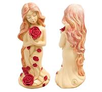 Générique Statue Fille pour Bureau | Statuette de Bureau Tenant Une Rose - Figurines en Résine Mignonnes Décoration Maison Anniversaire Femme Fête des Mères pour Présentation Bibliothèque Cheminée
