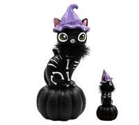 Générique Statue Halloween Figurine en Résine Chat Noir Effrayante
