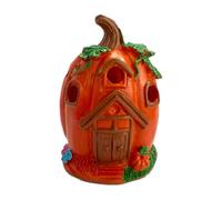 Générique Statue Lumineuse Pumpkin Cottage - Veilleuse LED D'Halloween | Veilleuse Citŕouille LED En Résine, Lumière Chaude, Pile Bouton Incluse ; Bureau De Ferme, Étagère, Décor De Cheminée.