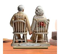 Générique Statue Vieillir Ensemble - Sculptures en Bois Vieillir Côte À Côte - Figurine Décorative en Bois pour Bureau - Idée Cadeau pour Femme, Homme, Couple ou Parents